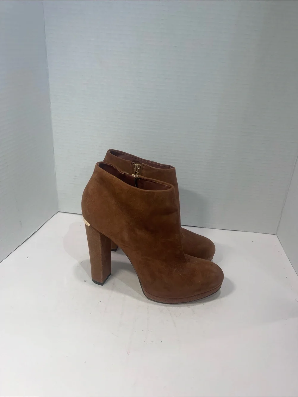 MICHAEL Michael Kors Chestnut Brown Suede High Heel Ankle Booties